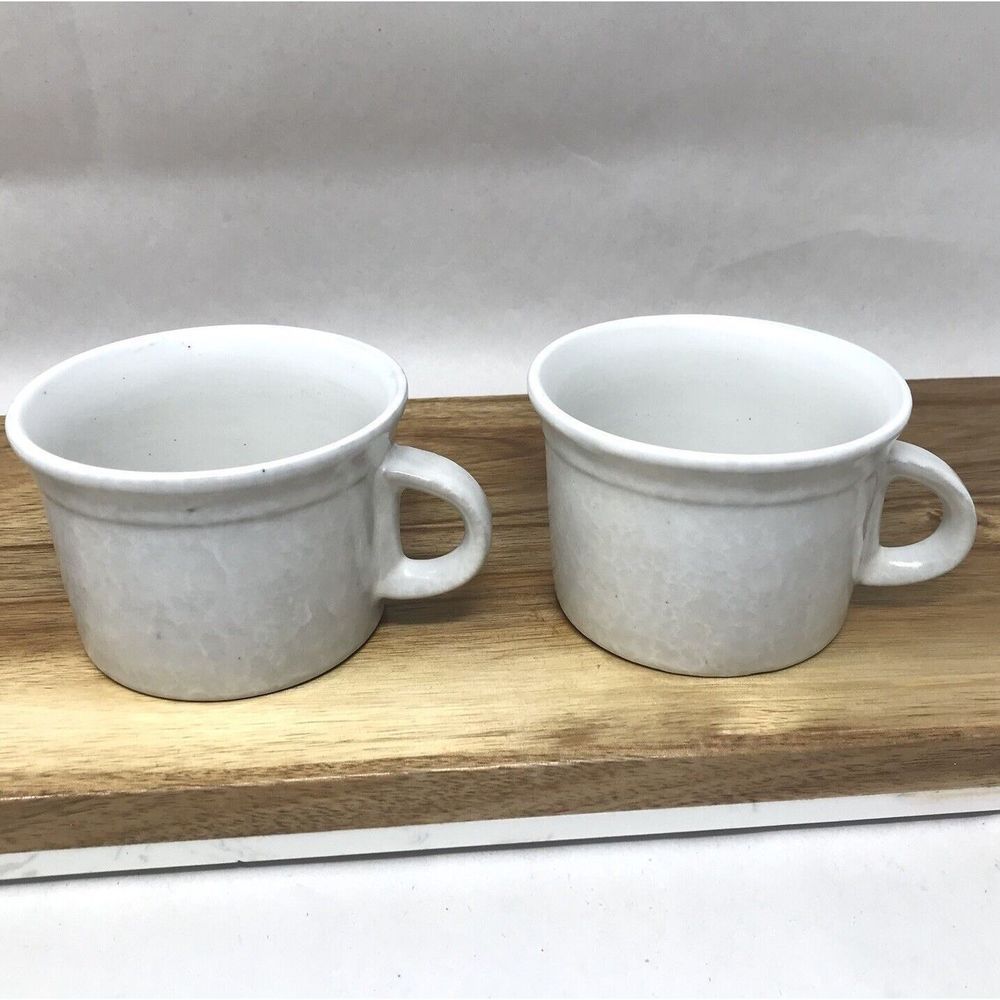Bennington Pottery Agate White Coffee Cups Mugs Set of 2 # 1627 Vermont